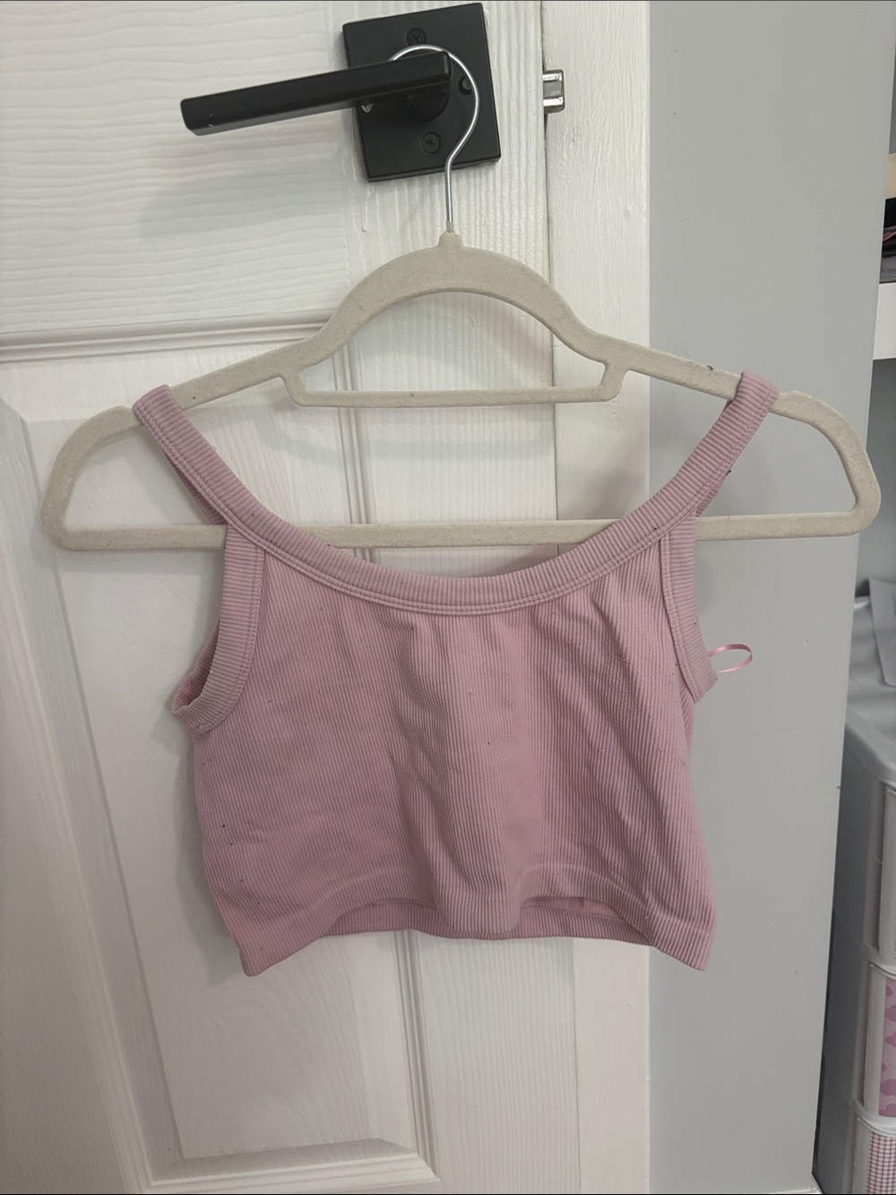 Stradivarius Ribbed Pink Crop Tank Top